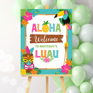 Luau Aloha Hawaiian Tropical Birthday Welcome Poster