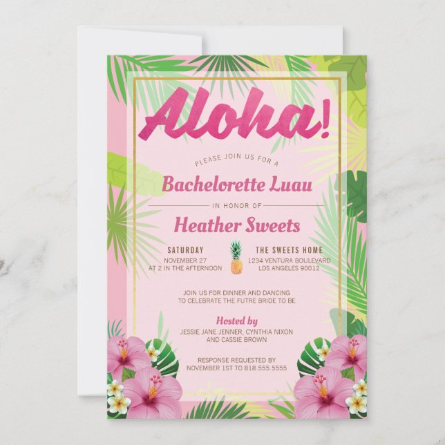 Luau Bachelorette Party Invitation (Front)
