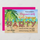 Luau Beach PARTY Typography Birthday Invitation (Front/Back)