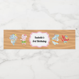 Luau Beach Party Water Bottle Label