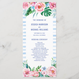 Luau Beach Tropical Floral Hawaiian Wedding Program