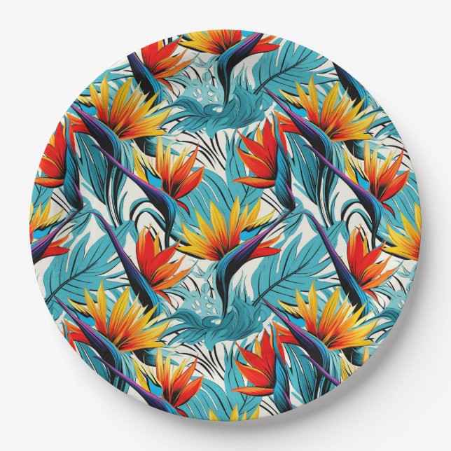 Luau Bird Of Paradise  Paper Plates (Front)