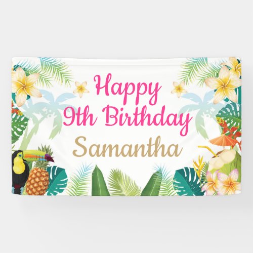 Luau Birthday Banner _ Happy Birthday Girl Party