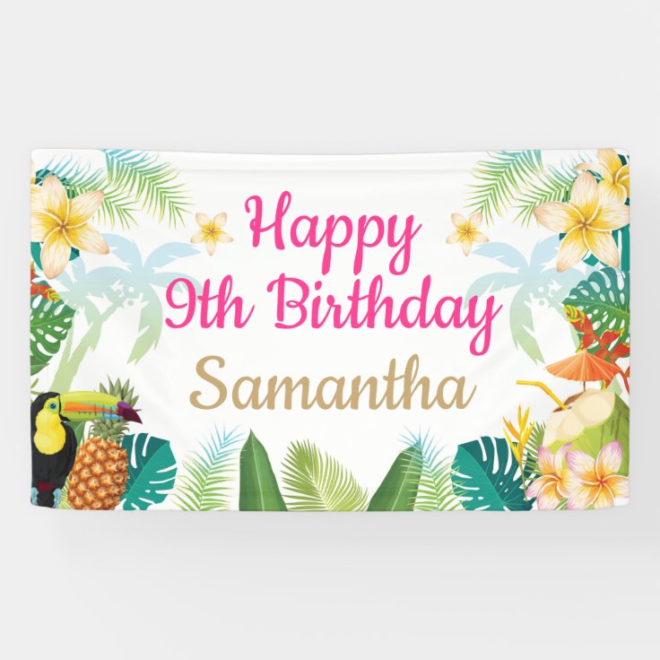 Luau Birthday Banner - Happy Birthday Girl Party | Zazzle
