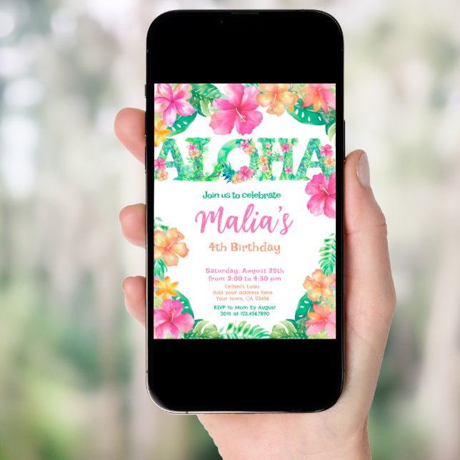 Luau Birthday Invitation (Front Digital)