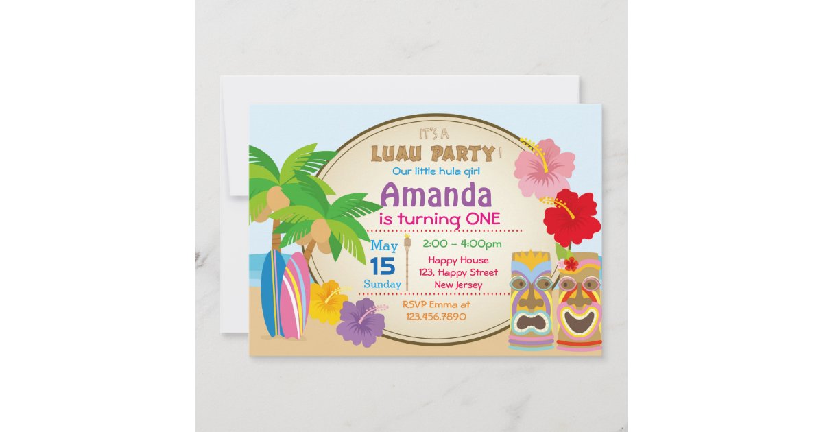 Luau Birthday Invitation | Zazzle