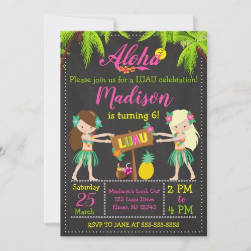 Luau Birthday Invitation Aloha Invites