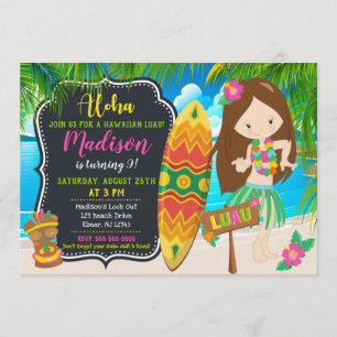 Luau Birthday Invitation Aloha Invites