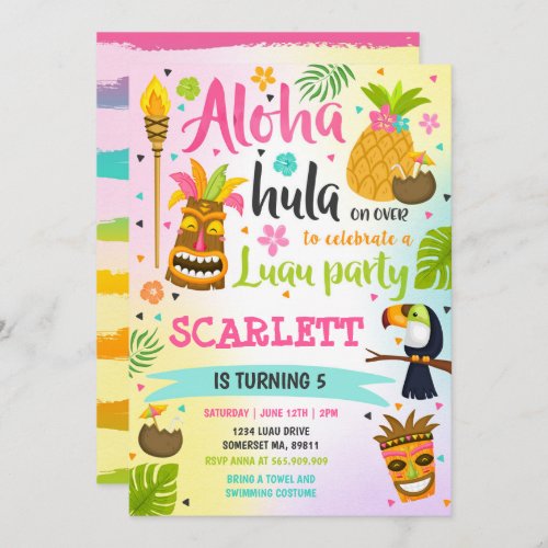 Luau Birthday Invitation Hawaiian Luau Party