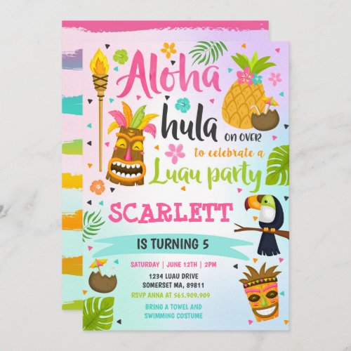 Luau Birthday Invitation Hawaiian Luau Party