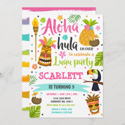 Luau Birthday Invitation Hawaiian Luau Party