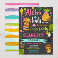 Luau Birthday Invitation Hawaiian Luau Party