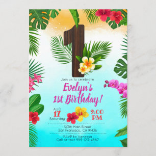 Luau Birthday, Invitation Luau Party 1st Birthday