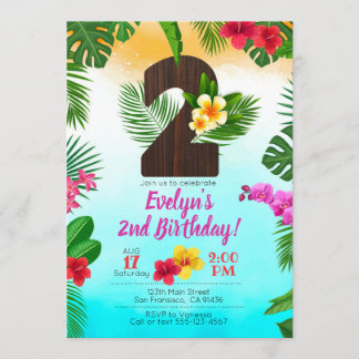 Luau Birthday, Invitation Luau Party 2nd Birthday