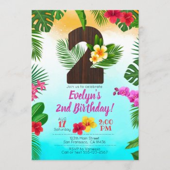 Luau Birthday  Invitation Luau Party 2nd Birthday by WhirlibirdExpress at Zazzle