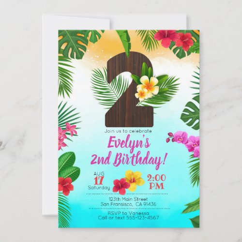 Luau Birthday Invitation Luau Party 2nd Birthday