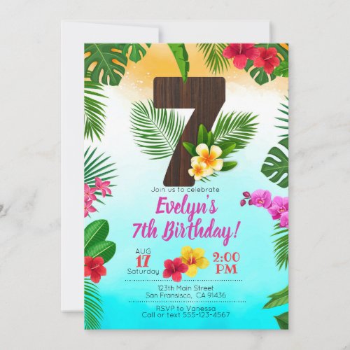 Luau Birthday Invitation Luau Party 7th Birthday