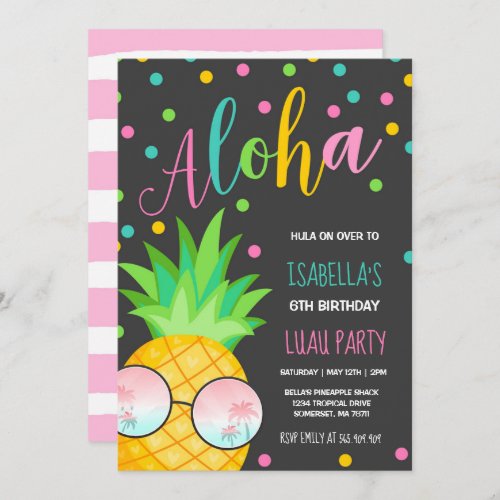 Luau Birthday Invitation Pineapple Hawaiian Luau