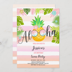 Luau Birthday Invitation Pineapple Hawaiian Luau