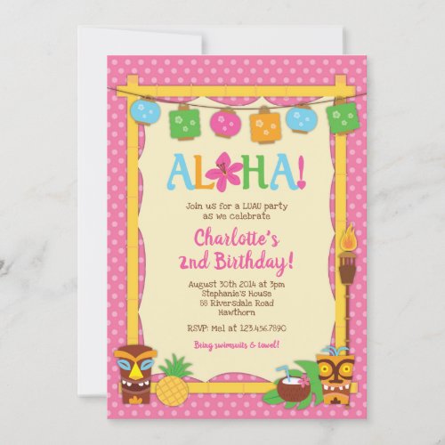 Luau Birthday Invitation Pool Birthday Party Invitation