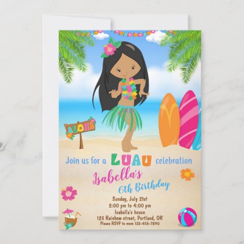 Luau birthday invitation Summer beach party invite