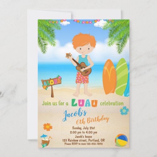 Luau birthday invitation Summer beach party invite