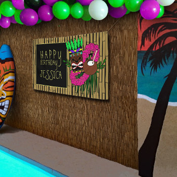 Luau Birthday Party Banner Custom Name by macdesigns1 at Zazzle