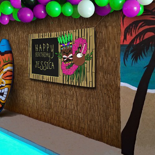 Luau Birthday Party Banner Custom Name