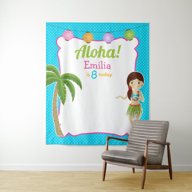 Luau Birthday Party Hawaiian Photo Backdrop (In Situ)
