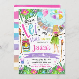 Luau Birthday Party Hawaiian Pineapple Pool Party  Invitation