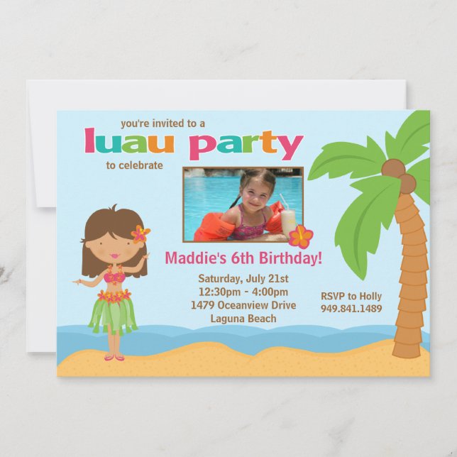 Luau Birthday Party Invitation (Front)