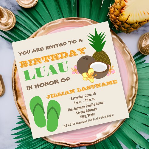 Luau Birthday Party Invitation