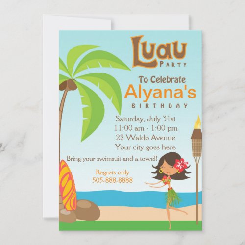 Luau Birthday Party Invitation Card