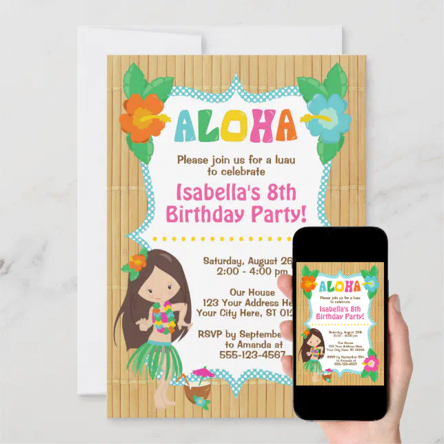 Luau Birthday Party Invitation | Hawaiian | Zazzle