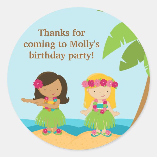 Luau Birthday Party Sticker (Front)