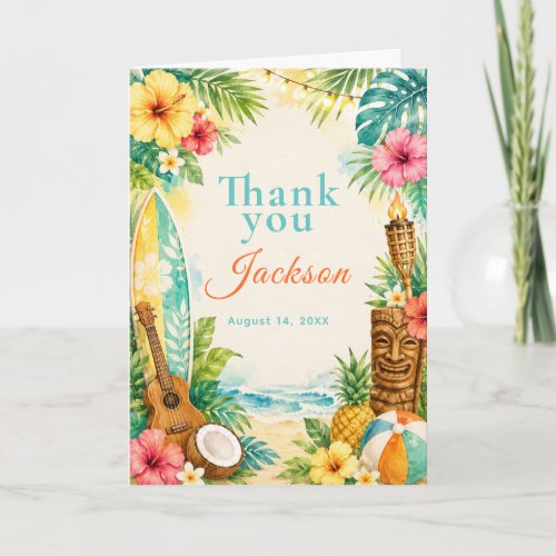 Luau Birthday Party Thank You Card