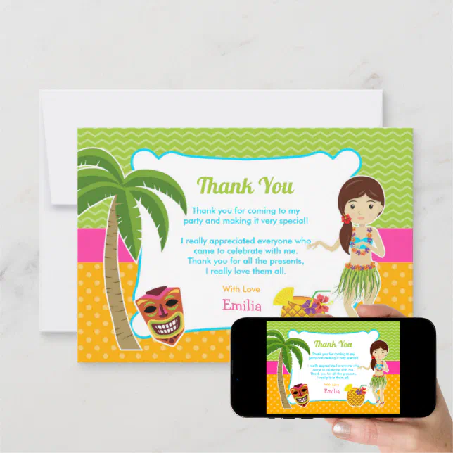 Luau Birthday Party Thank You Card Zazzle