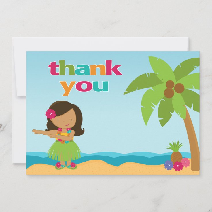 Luau Birthday Party Thank You Card Zazzle