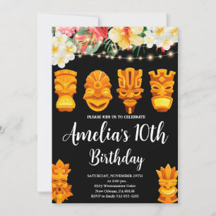 Luau Birthday, Tiki Mask Party, Aloha, Tropical Invitation