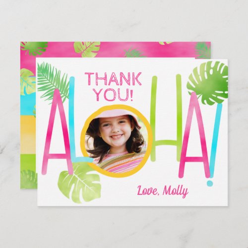 Luau Birthday Tropical Aloha Photo Thank You Card