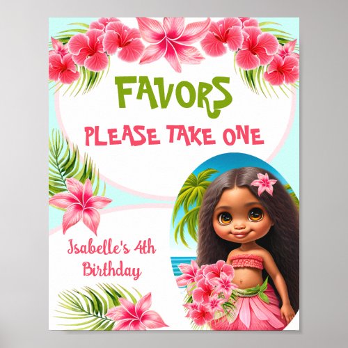 Luau birthday Tropical beach party girl Favor Sign
