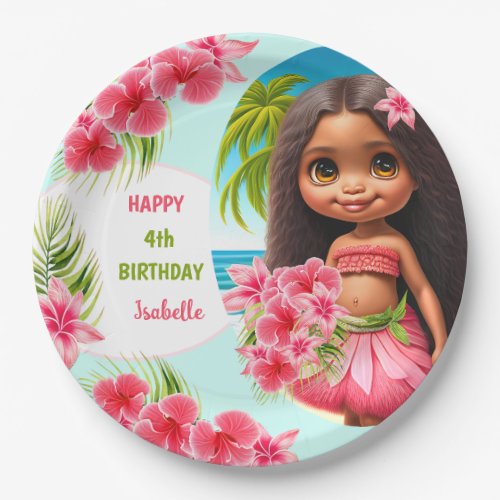 Luau birthday Tropical beach party girl Paper Plates