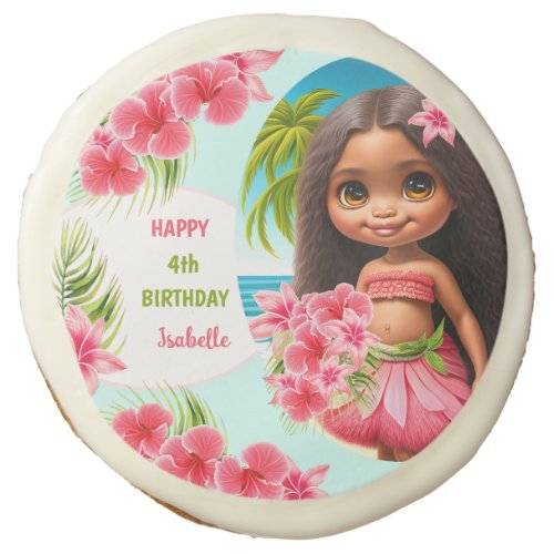 Luau birthday Tropical beach party girl Sugar Cookie
