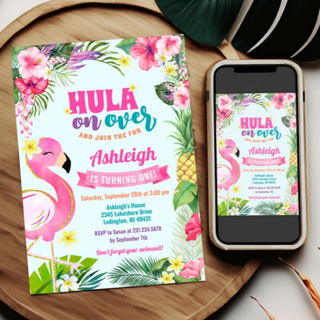 Luau Birthday Tropical Summer Invitation (Luau Birthday Invitation Template - Luau Birthday - Tropical Birthday Theme)