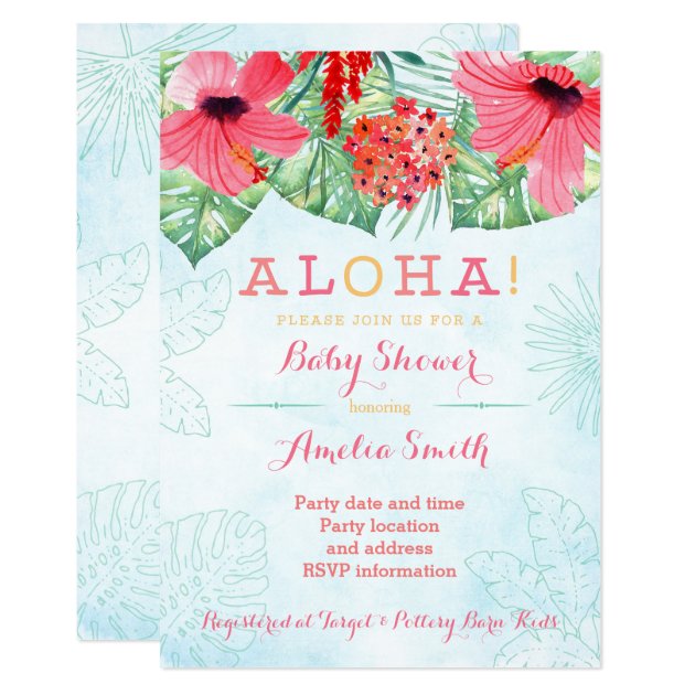 Luau Bridal Shower, Hawaii Baby Shower, Tropical Invitation