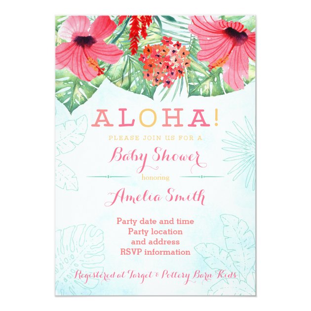 Luau Bridal Shower, Hawaii Baby Shower, Tropical Invitation