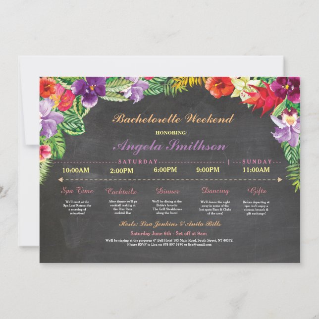 Luau Bridal Shower Itinerary Bachelorette Invite (Front)