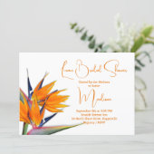 Luau Bridal Shower Orange Bird of Paradise Design Invitation (Standing Front)