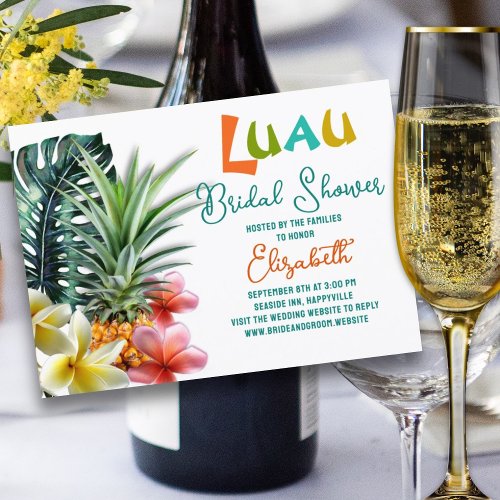 Luau Bridal Shower Pineapples Plumeria Invitation