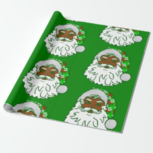 luau christmas hawaiian african black santa claus  wrapping paper